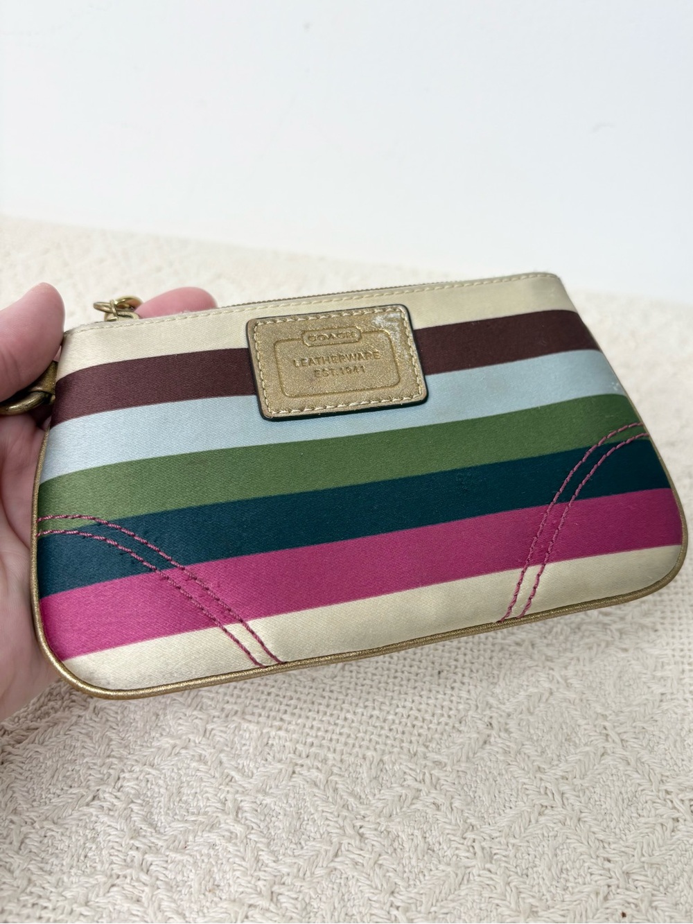 PROJECT Y2K Coach Legacy Stripe Small Wristlet Anniversary Satin Clip In Pouch - Picture 3 of 8